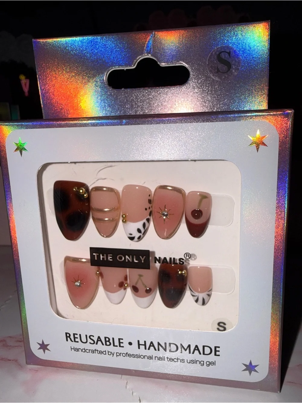 The Only Nails Reusable Handmade Press On Nails - Pink, Brown, White, Gold